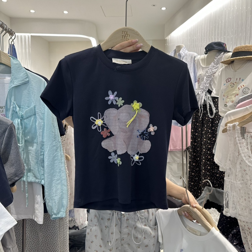 MIMME韓國直郵㊣女裝新品休閑人氣熱賣推薦時尚職業25春夏T恤MIMMET恤圖色2