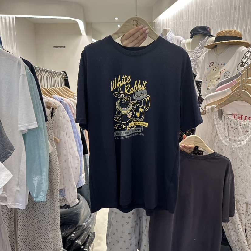 MIMME韓國代購㊣女裝新品休閑人氣推薦時尚熱賣25春夏T恤兔子MIMMET恤圖色2