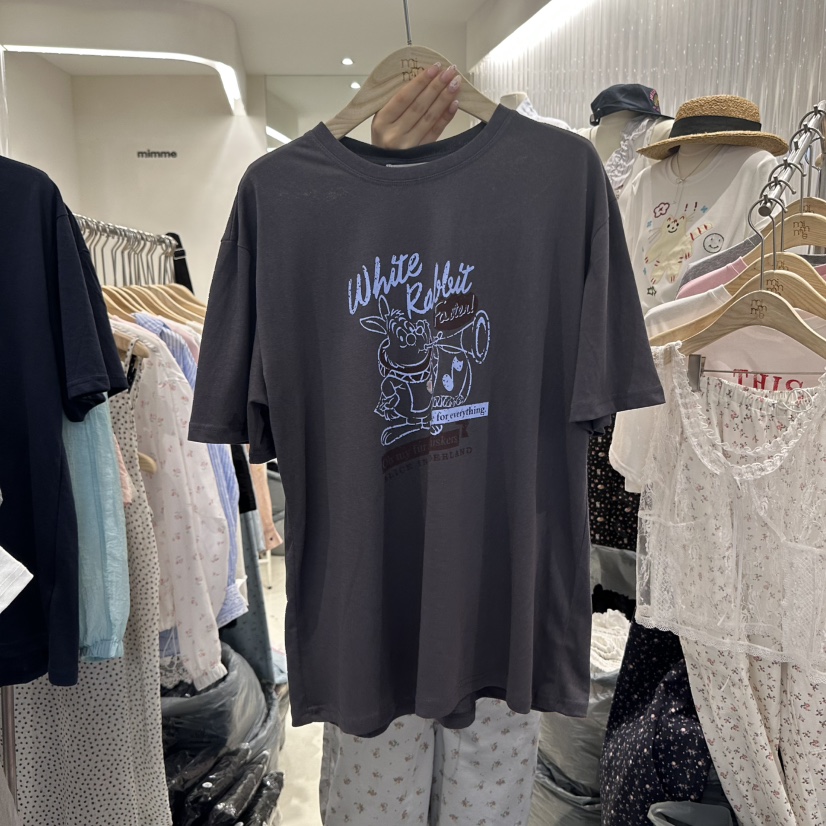 MIMME韓國代購㊣女裝新品休閑人氣推薦時尚熱賣25春夏T恤兔子MIMMET恤圖色3