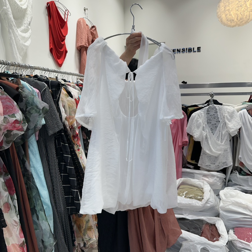 SENSIBLE-S東大門㊣實拍女士新品推薦襯衫蕾絲衫含脖帶透明SENSIBLE襯衫/蕾絲衫