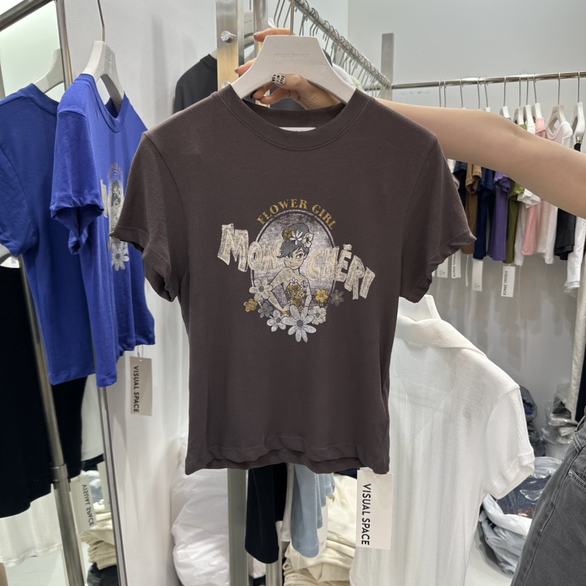 VISUAL SPACE東大門㊣直郵女裝新品25春夏熱賣休閑職業T恤VISUAL SPACET恤圖色2