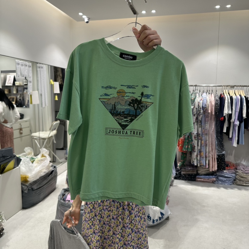 COMBO韓國代購㊣女士新品推薦職業時尚人氣真品25春夏休閑T恤COM_BOT恤圖色2