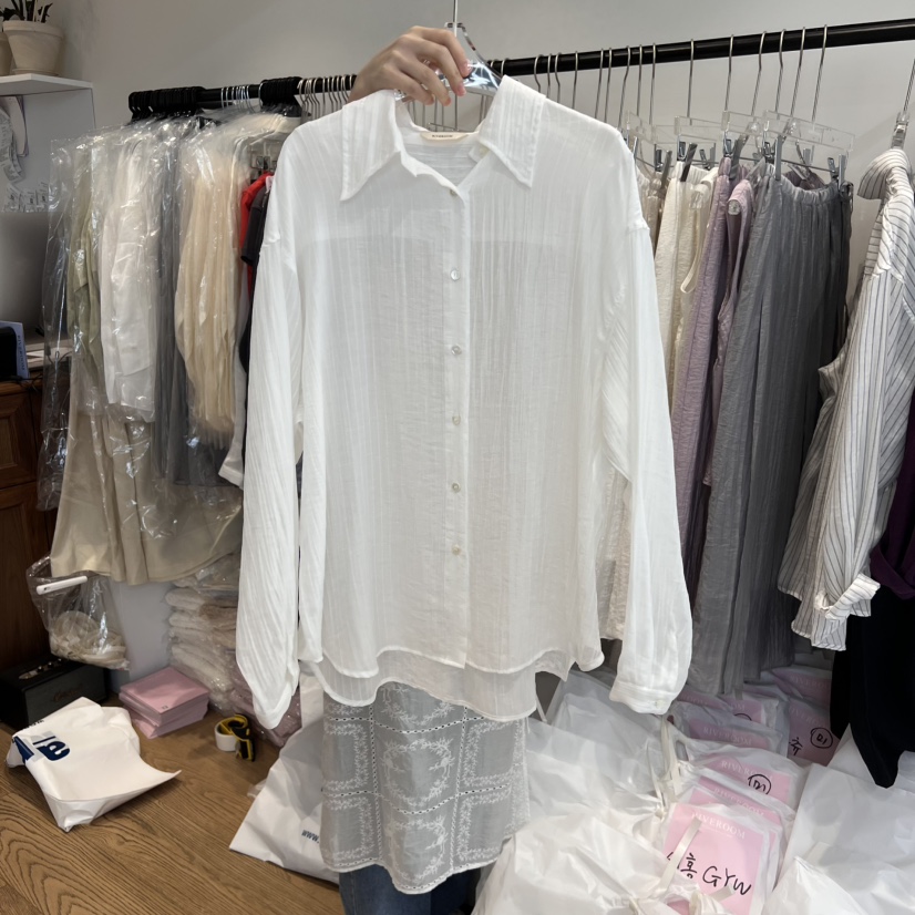RIVEROOM韓國直郵㊣女士新品時尚休閑25春夏人氣襯衫蕾絲衫RIVEROOM襯衫/蕾絲衫圖色2