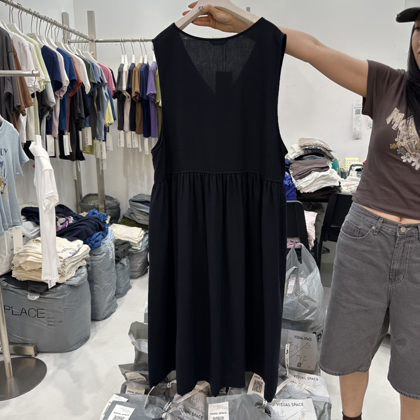 VISUAL SPACE東大門㊣直郵女裝新款人氣休閑推薦連衣裙紐扣VISUAL SPACE連衣裙