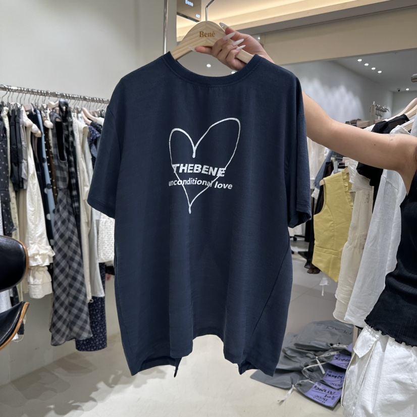 BENE韓國直郵㊣女裝新款25春夏時尚真品熱賣推薦休閑T恤亞麻BENET恤圖色4