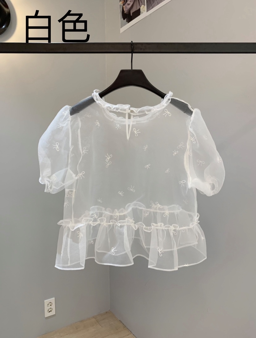 SOFTNESS東大門㊣代購女士新品休閑時尚熱賣襯衫蕾絲衫荷葉邊Softness/Cosmic襯衫/蕾絲衫圖色2