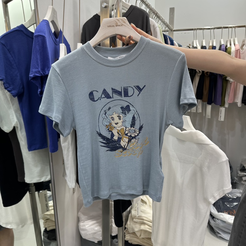 VISUAL SPACE東大門㊣實拍女士新品25春夏人氣真品休閑T恤VISUAL SPACET恤圖色2
