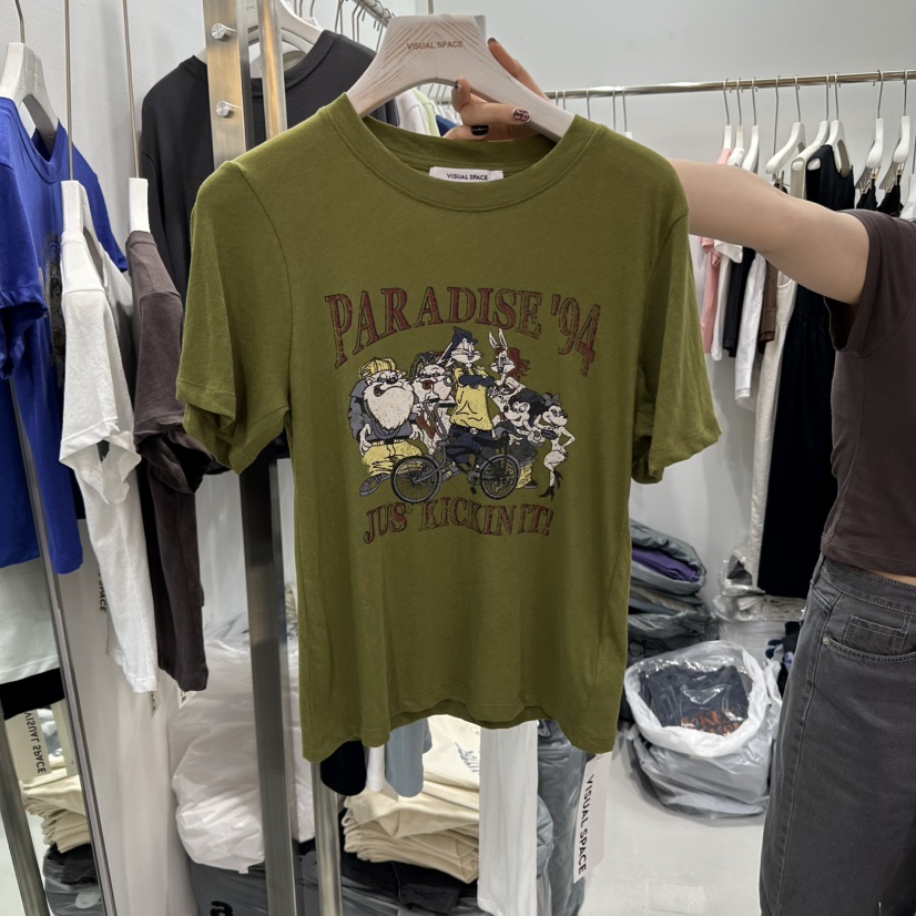 VISUAL SPACE韓國代購㊣女裝新品真品職業25春夏人氣推薦T恤VISUAL SPACET恤圖色2