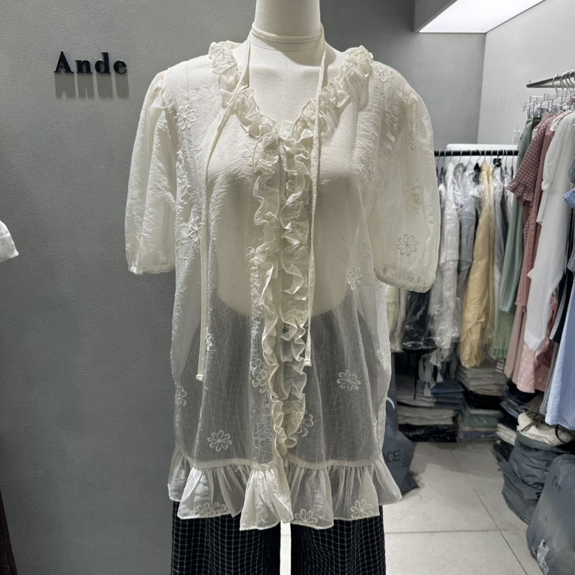 ANDE東大門㊣實拍女士新款熱賣人氣休閑推薦時尚襯衫蕾絲衫ANDE襯衫/蕾絲衫圖色1