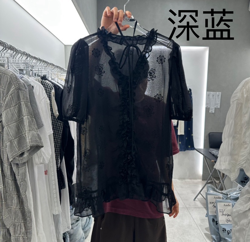 ANDE東大門㊣實拍女士新款熱賣人氣休閑推薦時尚襯衫蕾絲衫ANDE襯衫/蕾絲衫圖色2