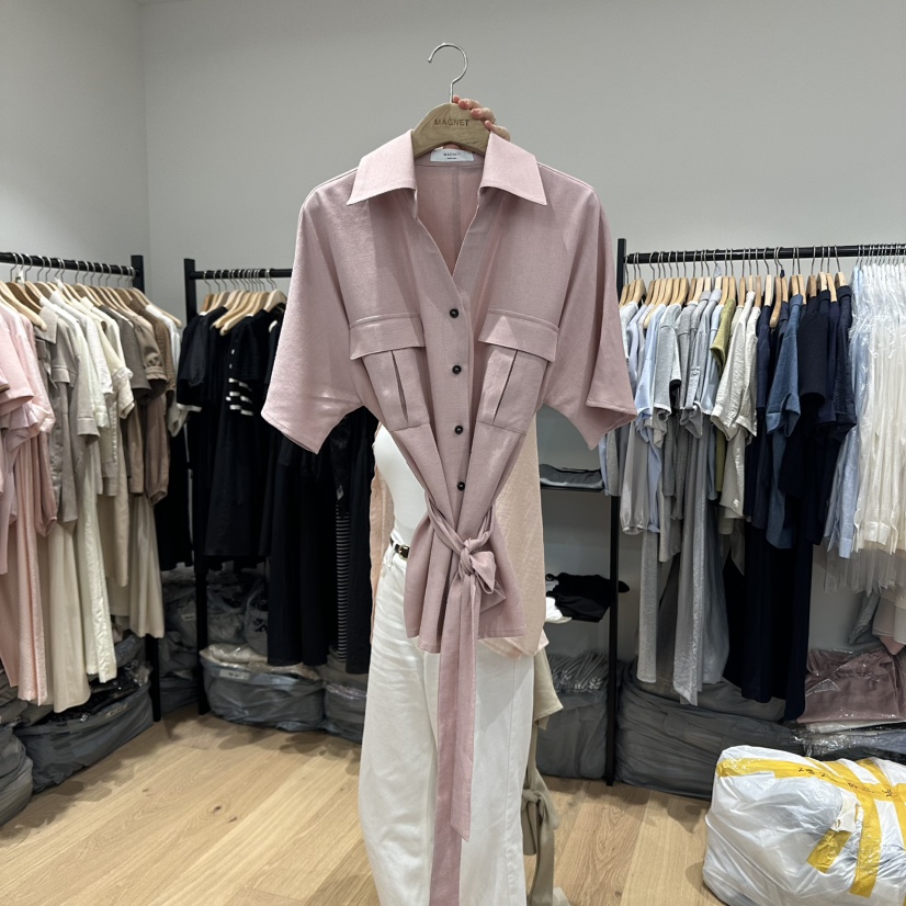 M.G.N韓國直郵㊣女裝新品25春夏時尚推薦襯衫蕾絲衫含腰帶MAGNET襯衫/蕾絲衫