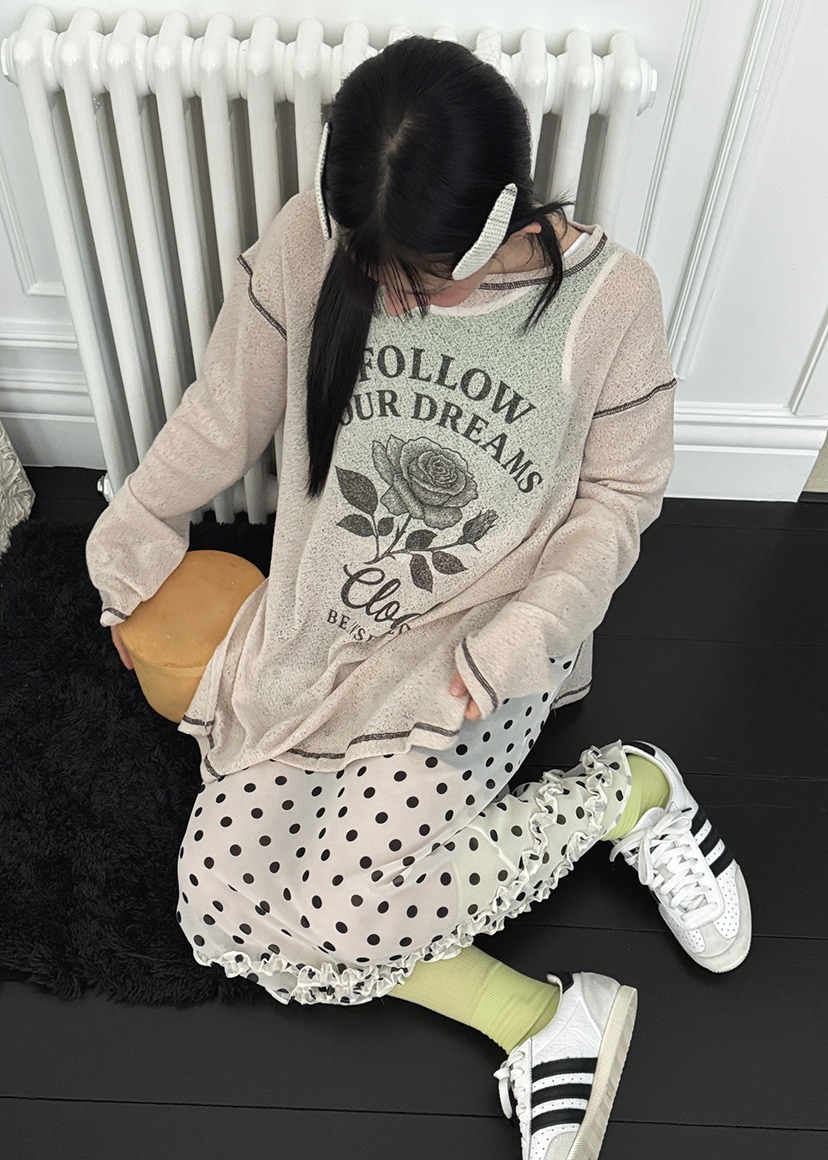 CLODE韓國代購㊣女士新品時尚休閑熱賣職業推薦長袖T恤花朵CLODE長袖T恤