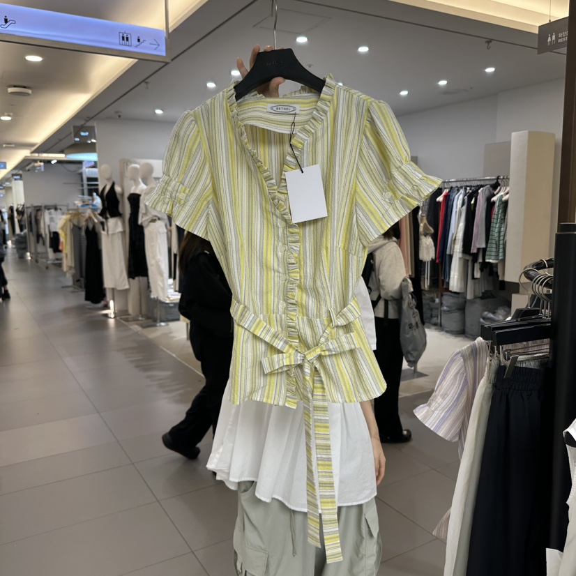 BETHEL東大門㊣直郵女裝新款真品時尚推薦襯衫蕾絲衫含腰帶BETHEL襯衫/蕾絲衫圖色2