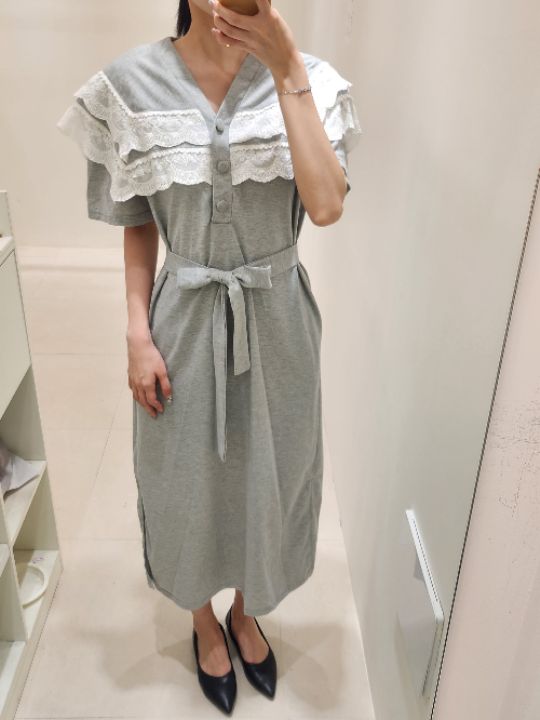 FEMME韓國代購㊣女裝新品時尚休閑推薦人氣職業連衣裙含腰帶FEMME連衣裙