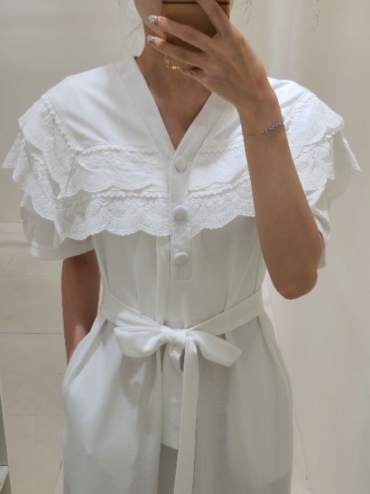 FEMME韓國代購㊣女裝新品時尚休閑推薦人氣職業連衣裙含腰帶FEMME連衣裙