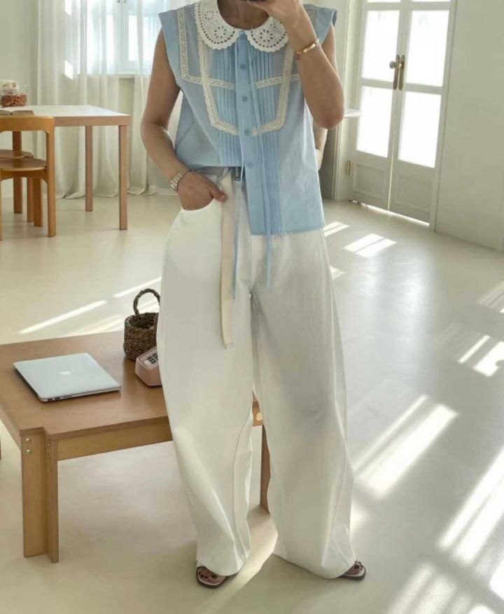 FEMME韓國直郵㊣女裝新款休閑25春夏推薦職業時尚襯衫蕾絲衫FEMME襯衫/蕾絲衫
