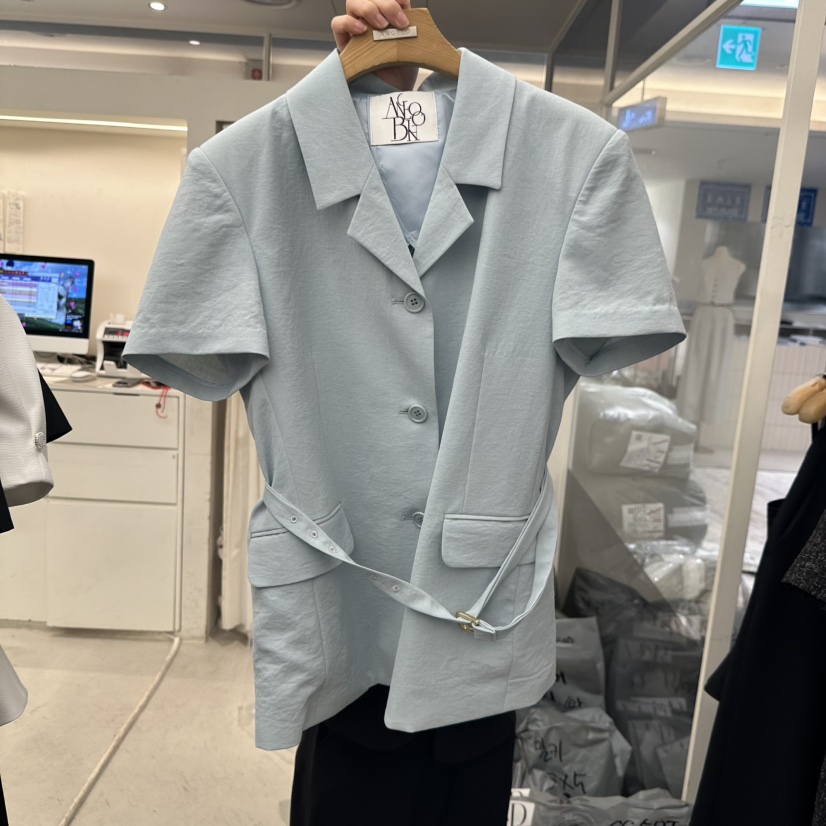 MER東大門㊣代購女裝新品休閑25春夏人氣真品時尚夾克含腰帶MER/ANGELO BIANCO夾克圖色2