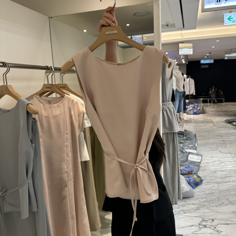 MER韓國直郵㊣女裝新品推薦25春夏熱賣休閑職業吊帶背心含腰繩MER/ANGELO BIANCO吊帶/背心