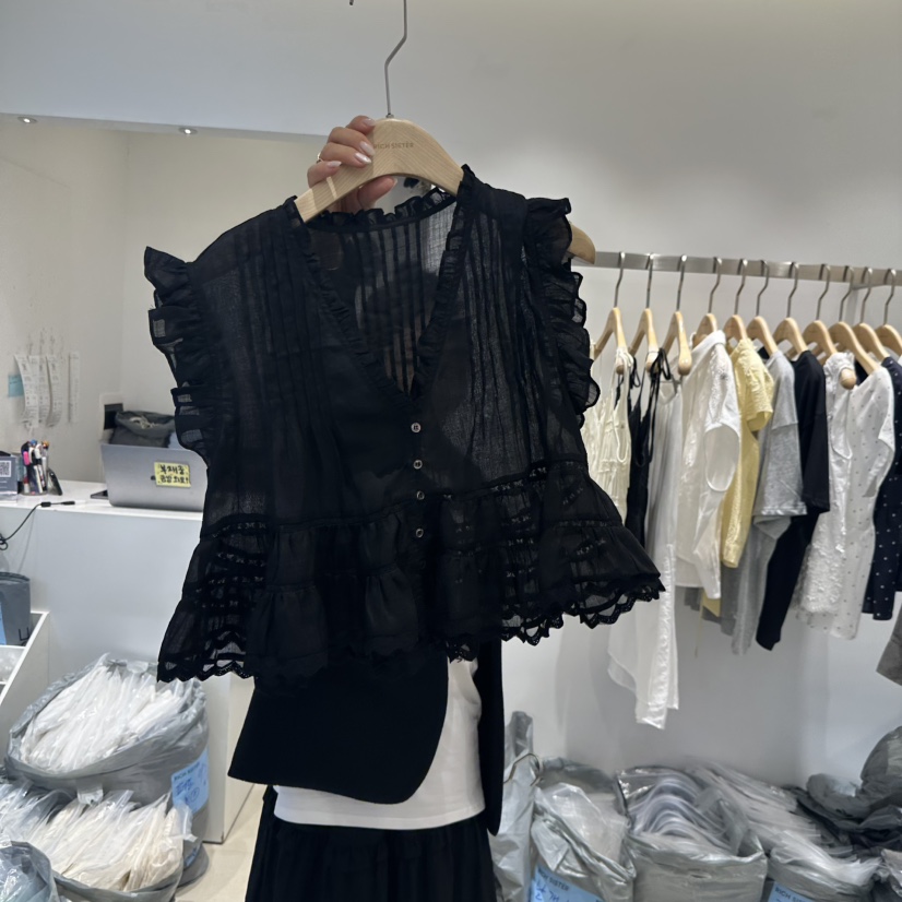 RICH SISTER韓國直郵㊣女裝新品人氣25春夏襯衫蕾絲衫蕾絲RICH SISTER襯衫/蕾絲衫
