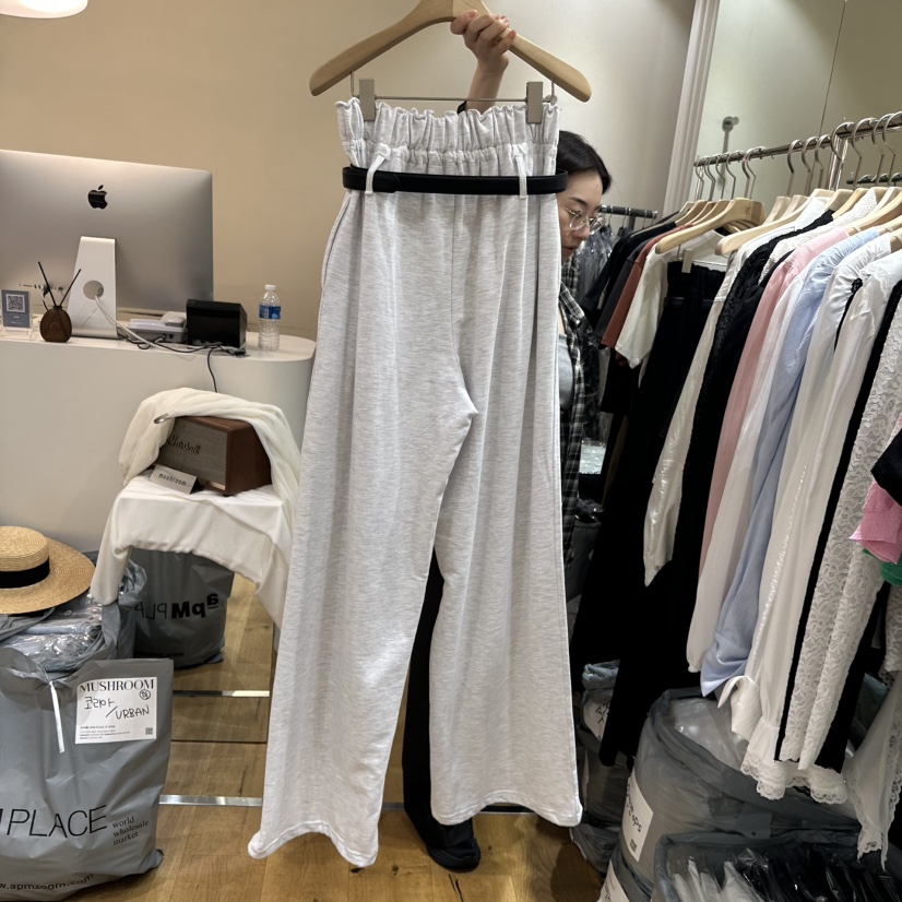 MUSHROOM-A韓國代購㊣女裝新款真品休閑職業熱賣休閑褲含腰帶MUSHROOM休閑褲