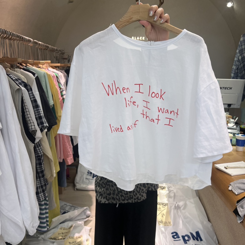 BLACKFRIDAY韓國直郵㊣女士新款職業推薦熱賣時尚T恤亞麻布BLACK FRIDAYT恤圖色5