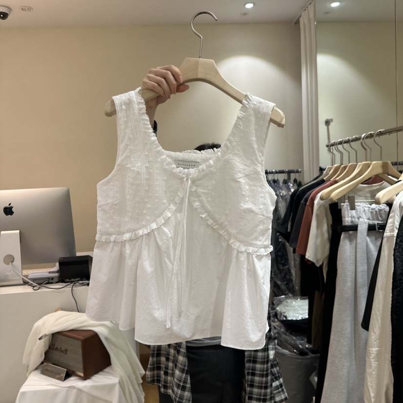 MUSHROOM-A韓國代購㊣女裝新品職業時尚休閑熱賣吊帶背心刺繡MUSHROOM吊帶/背心