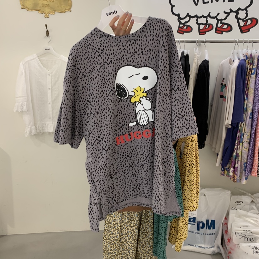 VENTI韓國直郵㊣女裝新款真品推薦休閑職業時尚25春夏T恤史努比VENTIT恤圖色3