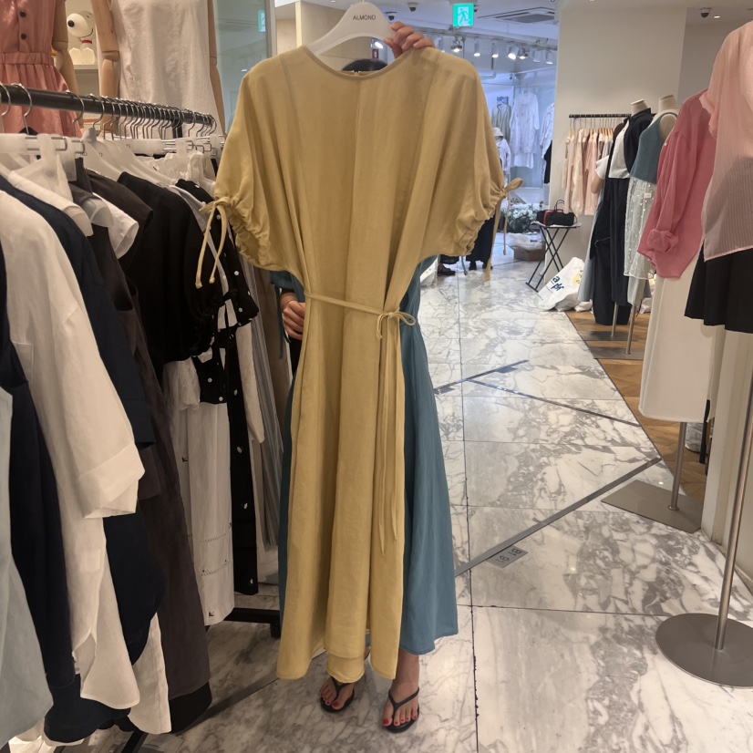 ALMOND韓國直郵㊣女士新款真品推薦休閑職業熱賣連衣裙含腰繩ALMOND連衣裙圖色2