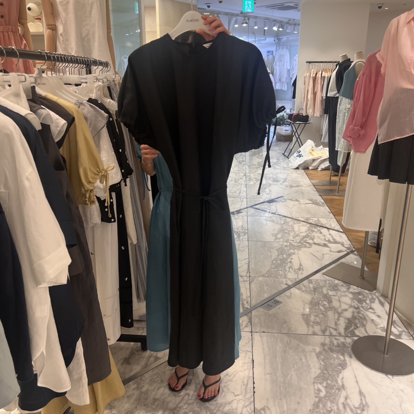 ALMOND韓國直郵㊣女士新款真品推薦休閑職業熱賣連衣裙含腰繩ALMOND連衣裙圖色3