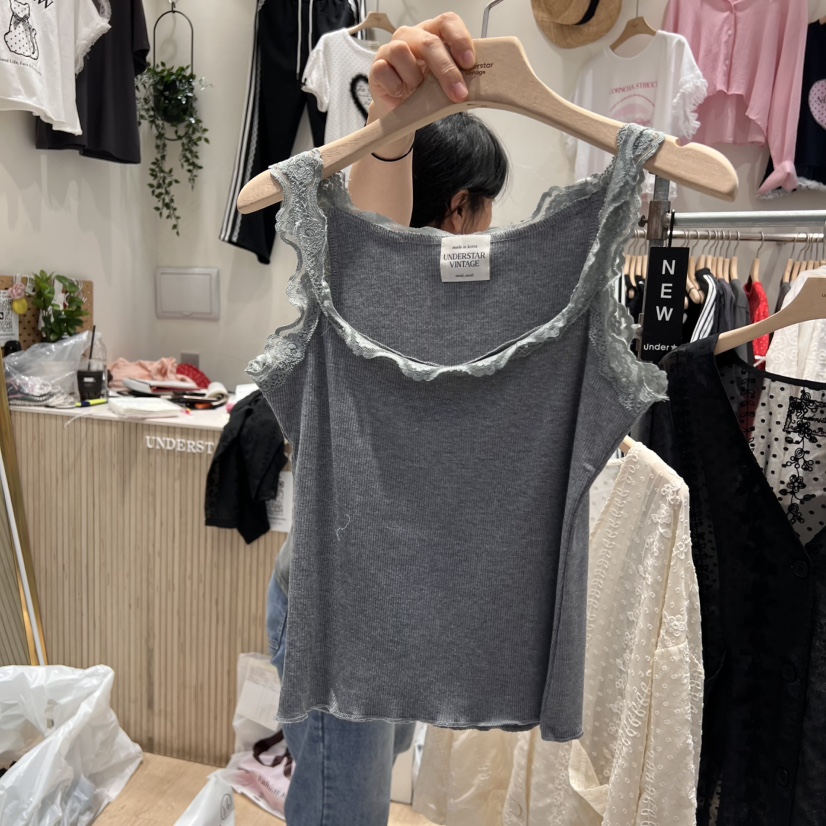 UNDERSTAR_VINTAGE韓國代購㊣女裝新品時尚25春夏真品吊帶背心UNDERSTAR_VINTAGE吊帶/背心