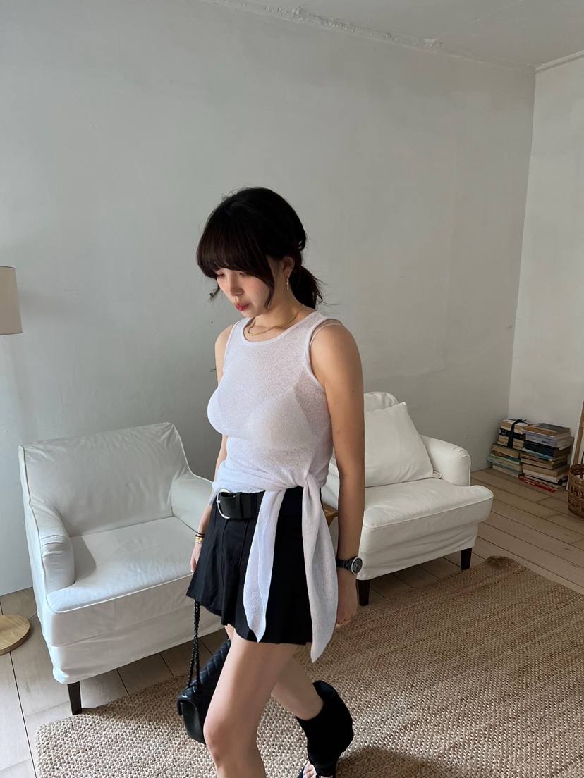 SOLAR韓國代購㊣女士新品熱賣時尚推薦人氣職業吊帶背心亞麻SOLAR吊帶/背心