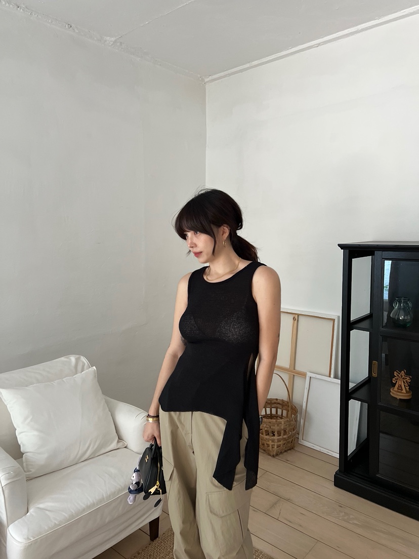 SOLAR韓國代購㊣女士新品熱賣時尚推薦人氣職業吊帶背心亞麻SOLAR吊帶/背心