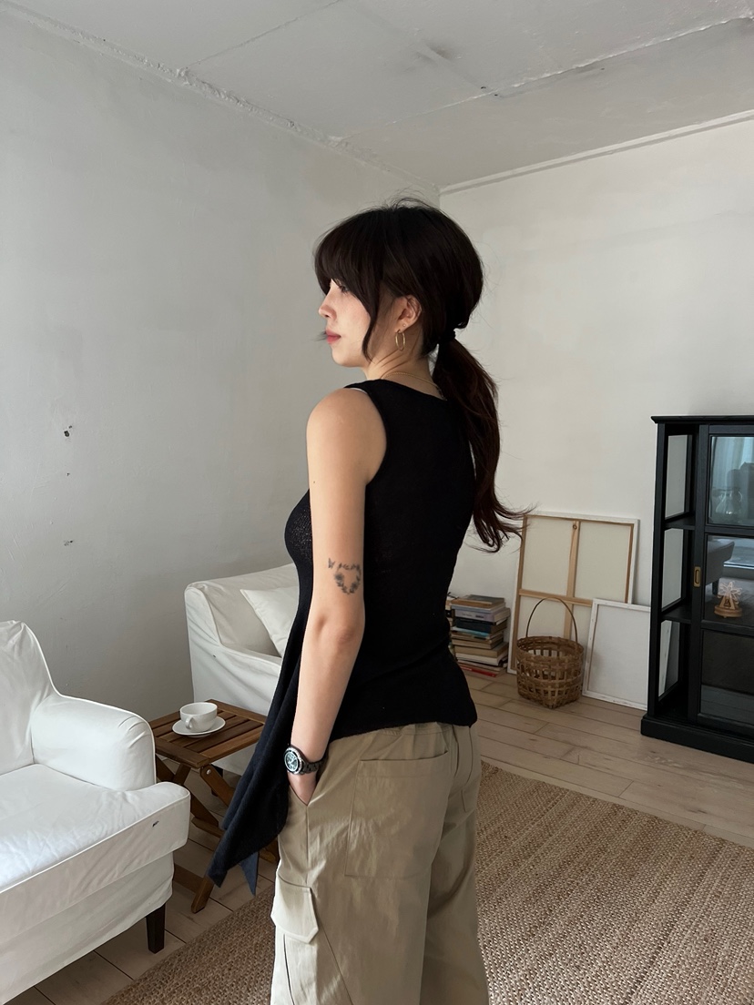 SOLAR韓國代購㊣女士新品熱賣時尚推薦人氣職業吊帶背心亞麻SOLAR吊帶/背心