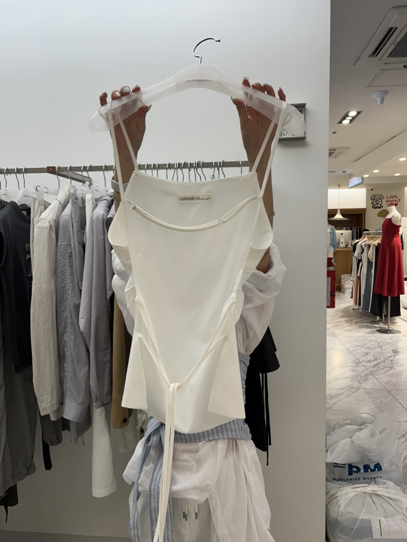 LONDON FLAT韓國直郵㊣女裝新品休閑推薦吊帶背心亞麻緊身LONDON FLAT吊帶/背心