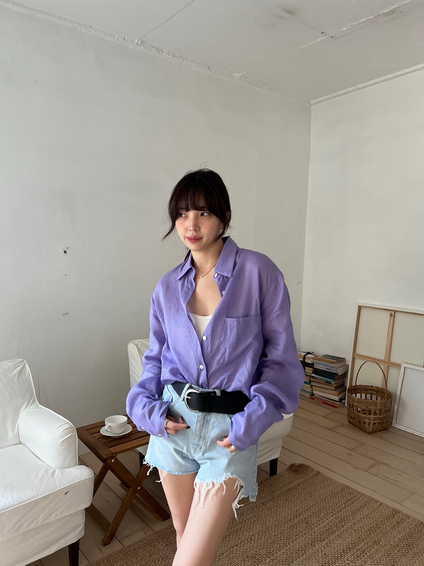SOLAR韓國代購㊣女士新款職業休閑真品時尚襯衫蕾絲衫短款亞麻SOLAR襯衫/蕾絲衫