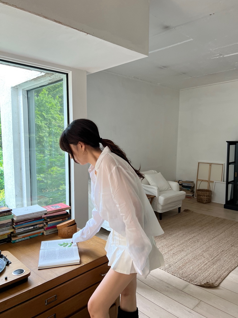 SOLAR韓國代購㊣女士新款職業休閑真品時尚襯衫蕾絲衫短款亞麻SOLAR襯衫/蕾絲衫
