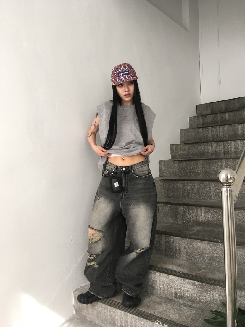 SEEOT韓國直郵㊣女裝新款職業熱賣25春夏推薦牛仔褲男女同款GGD牛仔褲