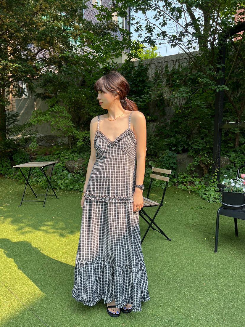 SOLAR東大門㊣實拍女裝新品休閑職業連衣裙兩面可穿荷葉邊格紋SOLAR連衣裙