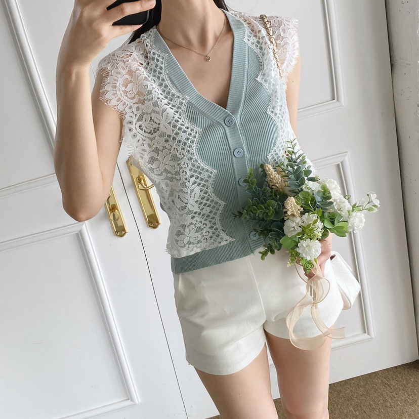 BLUE RIBBON東大門㊣實拍女裝新品時尚人氣熱賣25春夏馬甲紐扣BLUE RIBBON馬甲