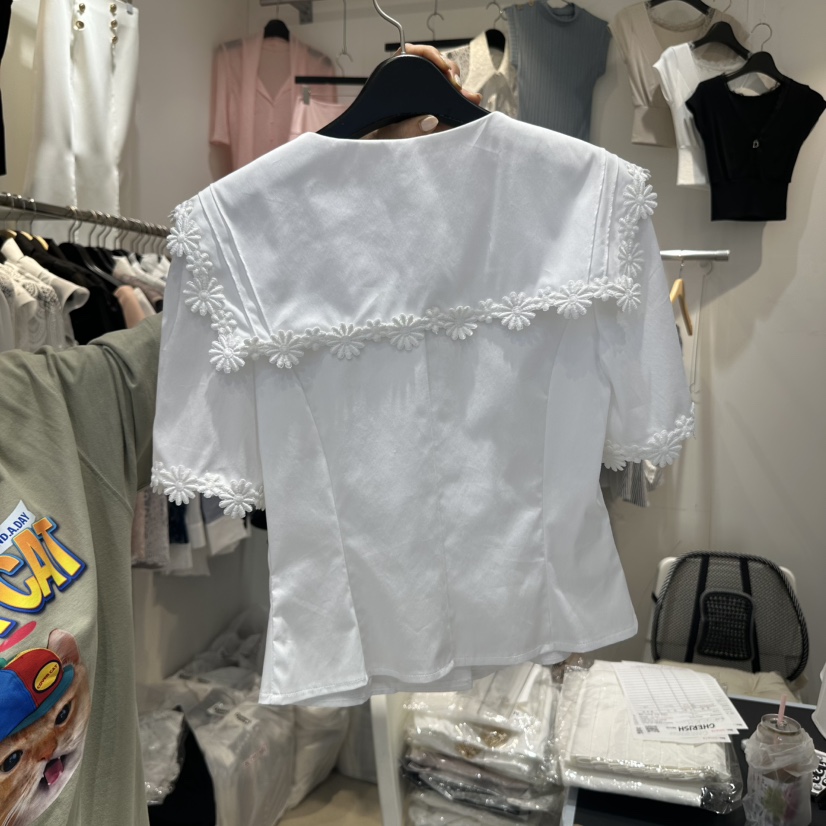CHERISH-Q韓國直郵㊣女裝新品25春夏時尚休閑人氣襯衫蕾絲衫CHERISH-Q襯衫/蕾絲衫