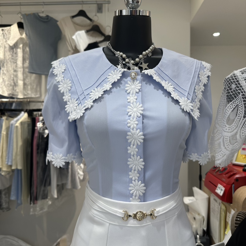 CHERISH-Q韓國直郵㊣女裝新品25春夏時尚休閑人氣襯衫蕾絲衫CHERISH-Q襯衫/蕾絲衫
