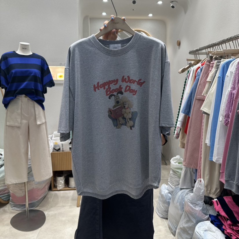 NEAR東大門㊣實拍女裝新品真品25春夏熱賣休閑推薦人氣時尚T恤NEART恤圖色3