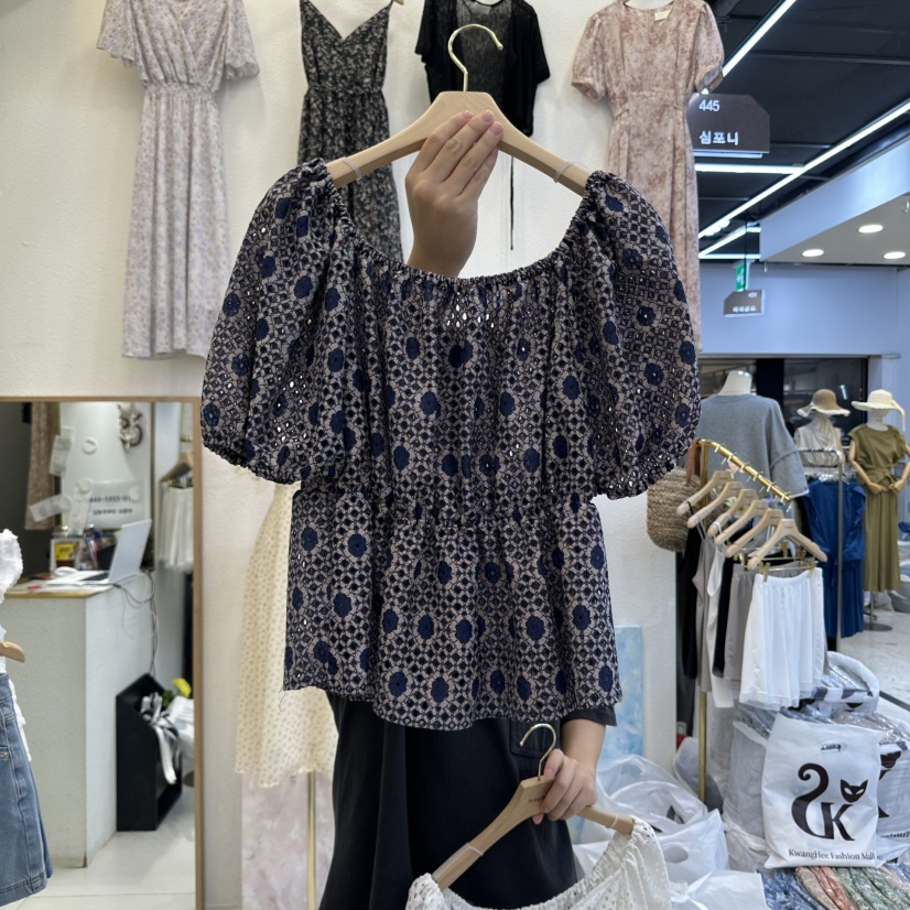SYMPHONY東大門㊣實拍女士新品25春夏職業襯衫蕾絲衫泡泡袖SYMPHONY襯衫/蕾絲衫