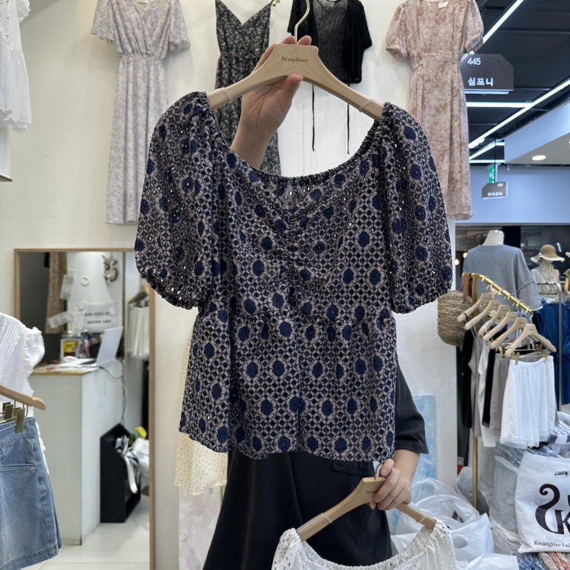 SYMPHONY東大門㊣實拍女士新品25春夏職業襯衫蕾絲衫泡泡袖SYMPHONY襯衫/蕾絲衫圖色3