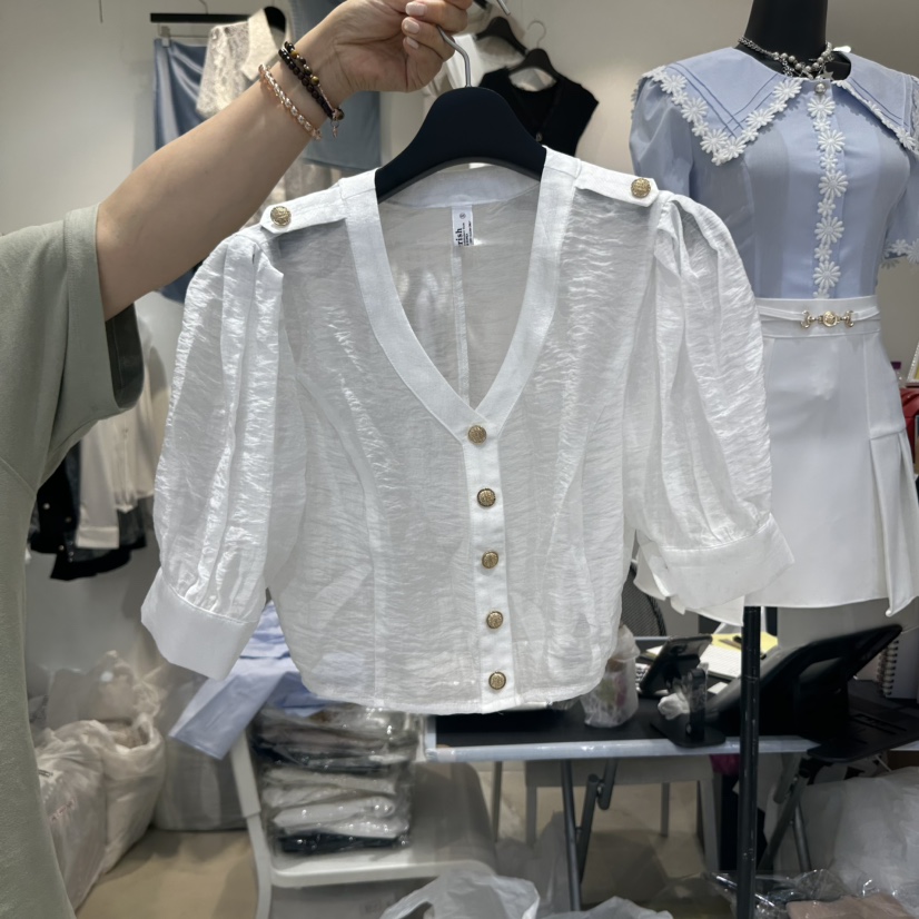 CHERISH-Q韓國直郵㊣女裝新品熱賣人氣職業推薦襯衫蕾絲衫CHERISH-Q襯衫/蕾絲衫圖色2
