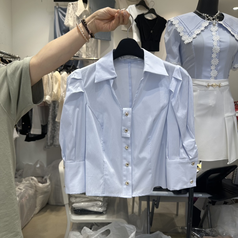 CHERISH-Q東大門㊣實拍女裝新品真品25春夏時尚襯衫蕾絲衫CHERISH-Q襯衫/蕾絲衫