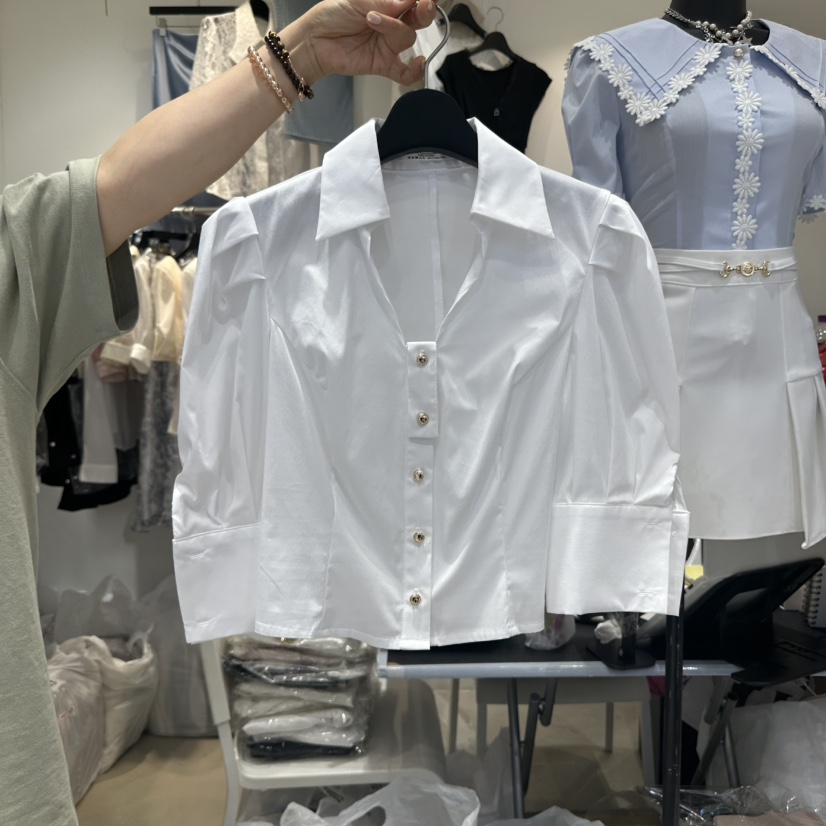 CHERISH-Q東大門㊣實拍女裝新品真品25春夏時尚襯衫蕾絲衫CHERISH-Q襯衫/蕾絲衫圖色2