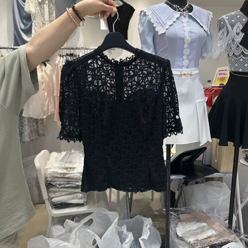 CHERISH-Q韓國代購㊣女士新品職業人氣25春夏真品襯衫蕾絲衫CHERISH-Q襯衫/蕾絲衫圖色2