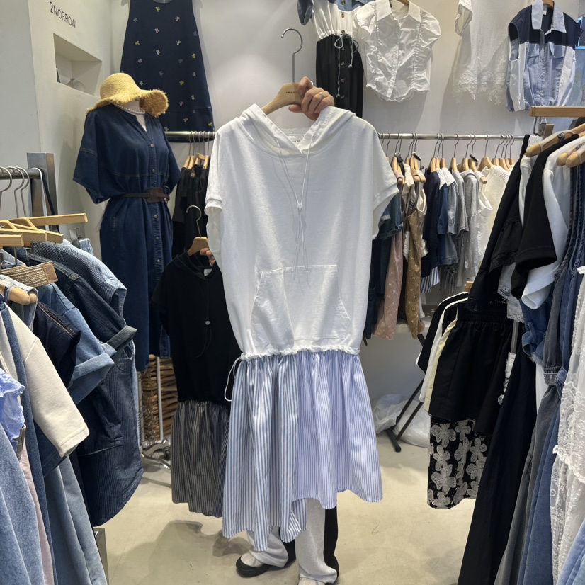 2MORROW東大門㊣代購女裝新品熱賣職業休閑時尚推薦連衣裙兜帽2MORROW連衣裙
