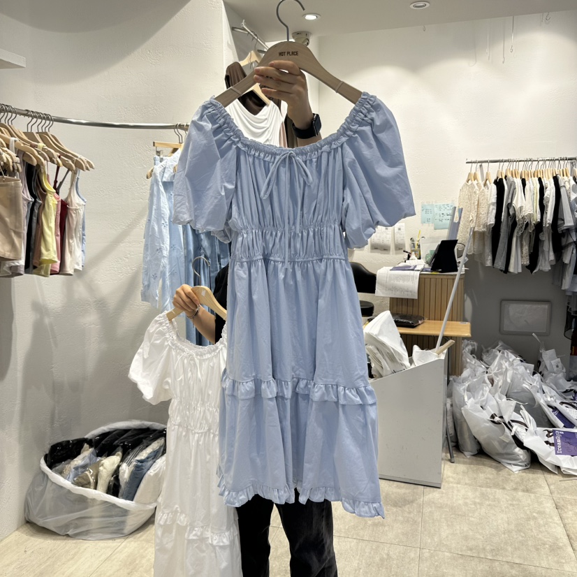 DREAM GIRIS韓國代購㊣女裝新品25春夏時尚熱賣連衣裙泡泡袖DREAM GIRIS/HOT PLACE連衣裙